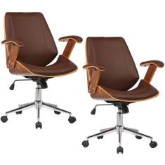 Kit 02 Cadeiras de Escritório Diretor Giratória com Regulagem de Altur