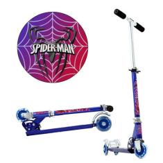 Patinete Homem Aranha 3 Rodas Infantil Azul de Alumínio - DM Radical