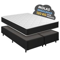 Cama Box Queen + Colchão Molas Ensacadas Pergola Europillow 158x198x63cm