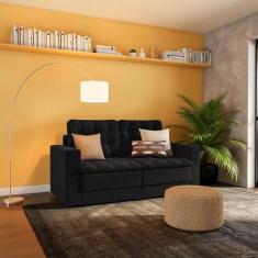 Sofá 3 Lugares Retrátil Munique Suede Preto - Mobly