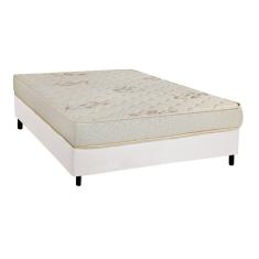 Cama Box Casal: Colchão Espuma Luckspuma D33 Supreme Floral + Base CRC Courano White(138x188)