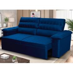 Sofá Retrátil Reclinável 3 lugares com molas 2.00m Quantum Suede Velut Azul - King House