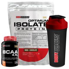 Kit Optimum Isolate Whey Protein 900g  +  Bcaa 100g +  Creatina 100g - Bodybuilders-Unissex