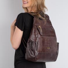 Mochila antifurto de couro croco feminina Suelen-Feminino