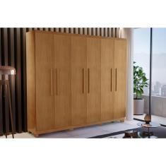 Guarda Roupa Solteiro Espanha 6 Portas de Abrir 2 Gavetas MDF Imbuia Rufato