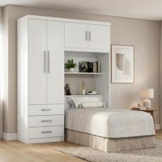 Guarda-Roupa Solteiro com Cabeceira e Baú 4 Portas 3 Gavetas Cancun Br