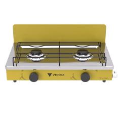 Fogao a Gas Portatil 2 Bocas Venax Flamalar Vetro Amarelo
