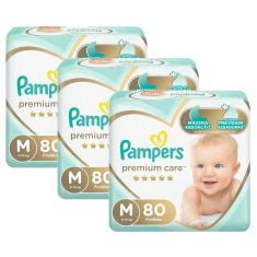 Kit Fralda Pampers Premium Care Jumbo Tamanho M 240 Unidades
