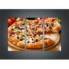 Quadro Decorativo Pizza Pizzarias Restaurantes Gourmet Com 3 Peças Com