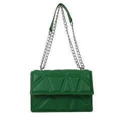 Bolsas transversais de moda feminina Alça de corrente leve Bolsas de ombro acolchoadas de designer (Green)