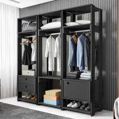 Guarda Roupas Francia Preto com Porta e Gaveta