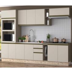Cozinha Completa 7 Peças 12 Portas 100% MDF Aurora Espresso Móveis Duna/Cristal