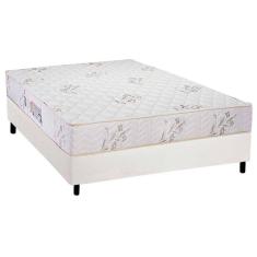 Cama Box Casal: Colchão Espuma D45 Luckspuma Gran Luck + Base CRC Courano White(138x188)