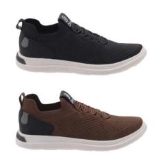 Kit 2 Tênis Casual Masculino Knit Confortável Macio-Masculino