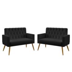 Kit 2 Poltronas Namoradeiras Decorativas Nina Com Rodapé E Botões Capi