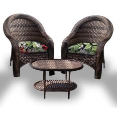 Conjunto de Poltronas Fibra Sintética Karibe - 2 Poltronas + 1 Mesa Ce