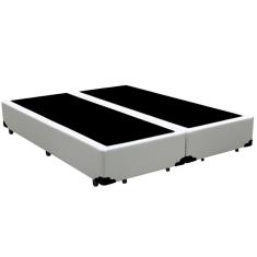 Cama Box Queen Bipartido King Design Sintético Branco 158x198x40