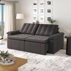 Sofá Cama Retrátil e Reclinável 4 Lugares 240cm Linho com Molas Palmei