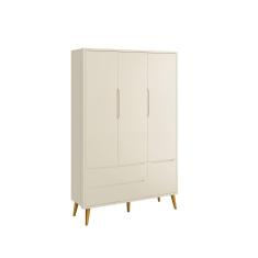 Guarda-roupa Retrô 3 Portas Théo New Areia Fosco Com Madeira - Reller