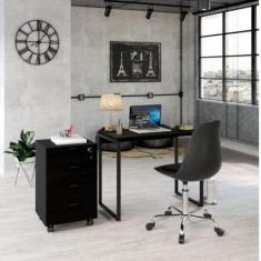 Conjunto 2 Peças com 1 Escrivaninha e 1 Gaveteiro Kuadra Preto - Espre