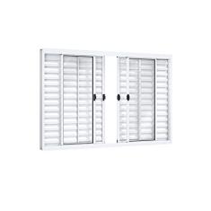 Janela Veneziana de Correr Central 6 Folhas sem Grade Riobras Alumínio 100cmx120cm Branco