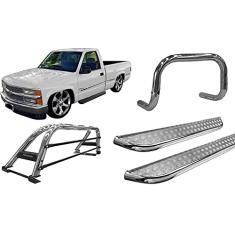 Kit QUEBRA MATO+ESTRIBO CHAPA+SANTO ANTONIO SILVERADO CROMO