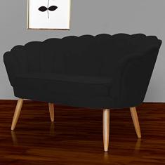 Namoradeira Estofada Decorativa Para Recepção Pétala Suede Preto - LM DECOR