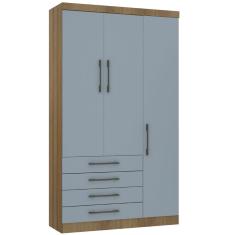 Guarda Roupa Modulado 132cm 3 Portas e 4 Gavetas Paris Luciane Móveis