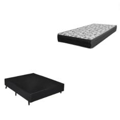 Cama Box Solteiro 88 Tecido Sintético Preto com Colchão De Espuma - D33 Ortobom ISO 100 60x88x188