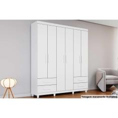 Guarda Roupa Solteiro 6 Portas E 4 Gavetas Canadá Branco - Conquista