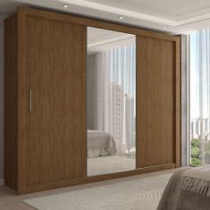 Guarda-Roupa Casal Carol 3 Portas de Correr com Espelho 4 Gavetas