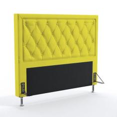 Cabeceira Estofada Centaurus 160 Para Cama Queen Sued Amarelo Aradecor