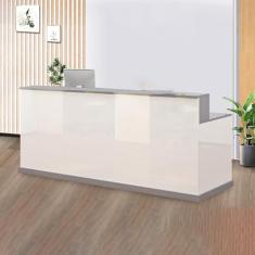 Mesa de recepção de escritório, mesa de recepção moderna, balcão de caixa com balcão, balcão de recepção com gavetas bloqueáveis, vem com armários, adequado para recepção de salão, recepção da