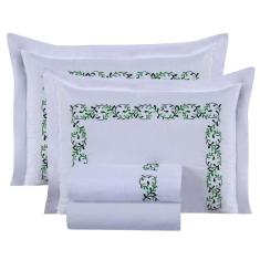 Jogo De Cama Lençol Square Queen Bordado 4 Pçs - Branco