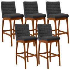 Kit 05 Banquetas Altas Para Cozinha Sala De Jantar Fixa Mila L02 Boucl