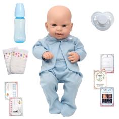 Boneco Bebe Reborn Realista Menino Careca Com Kit 10 Itens