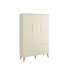 Guarda-roupa Retrô 3 Portas Théo New Areia Fosco Com Madeira - Reller