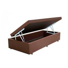 Cama Box Baú Solteiro 88 - Bello Box Tecido Sintético Marrom
