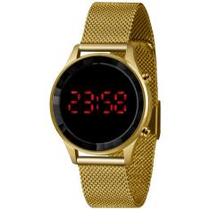 Relógio Lince Feminino Ldg4647L Digital Dourado Redondo