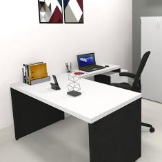 Mesa Reta Natus 40mm 110 cm 60 cm Bramov Móveis Preto/Branco