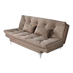 Sofá-Cama 3 Lugares Casal com Chaise Versátil Veludo Liso Chocolate