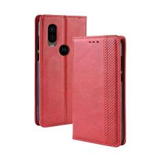 Capa para Moto P40, capa flip carteira de couro para Moto P40, capa magnética retrô para celular, capa carteira de telefone com compartimentos para cartões