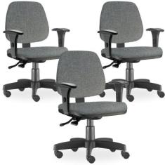 Kit 03 Cadeiras de Escritório Giratória Executiva Ergonômica Job L02 L