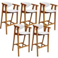 Kit 05 Banquetas Alta Para Cozinha Bancada Bar Sala de Jantar Fixa Cec