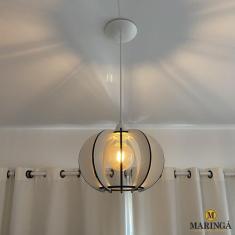 Luminária Lustre Pendente Madeira Sala Quarto Cozinha Balcão NY Noite 
