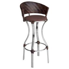 Banqueta Alta Conforto De Alumínio E Fibra Sintética Pedra Ferro/marrom