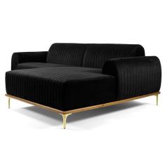 Sofá 320cm 5 Lugares Com Chaise DireitoMolino Veludo Preto