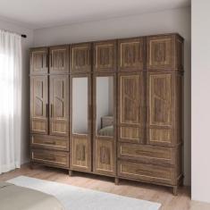 Guarda-Roupa Casal com Espelho 12 Portas 4 Gavetas Rio Branco Premium 