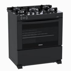 Fogao 5 Bocas Venax Delplus Vitreo Bl Preto Fosco Gas Glp