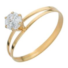 Anel de Ouro 18k Solitário com Pedra Zircônia - Meu Anel, 16